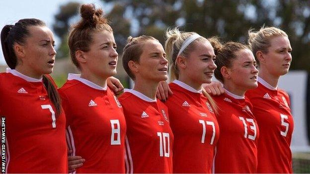 Wales line up at the Cyprus Cup