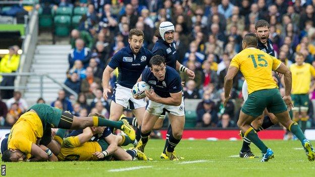 John Hardie playing for Scotland against Australia