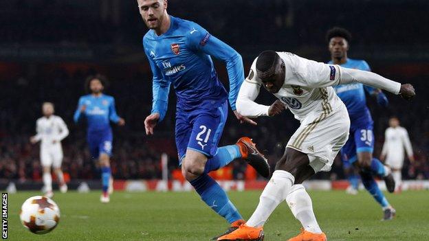 Ken Sema scores for Ostersund against Arsenal