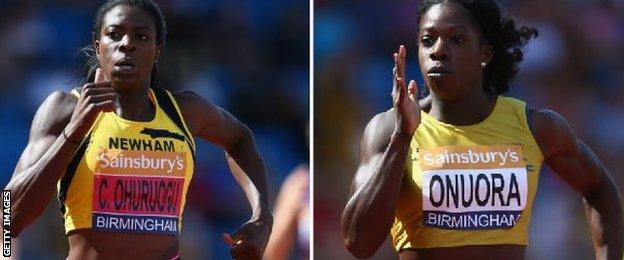 Christine Ohuruogo could not haul Anyika Onuora in near the finish line