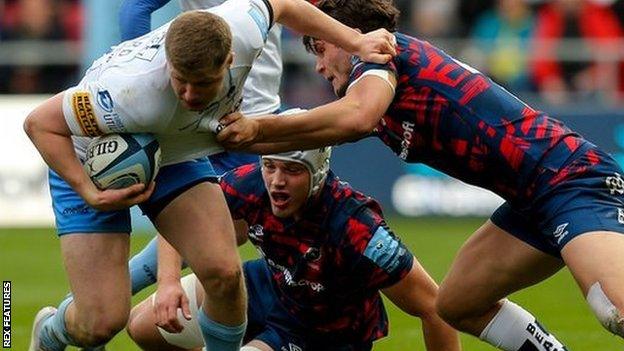 Noah Heward scored Worcester's early second-half try in the defeat at Bristol before suffering the injury just 13 minutes later