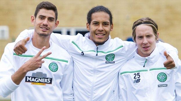 Celtic's Nir Bitton, Virgil van Dijk and Stefan Johansen