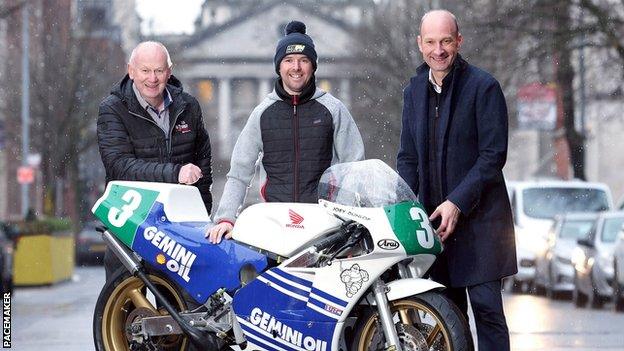 NW200's Mervyn Whyte, record race winner Alastair Seeley and BBC Sport NI's Stephen Watson