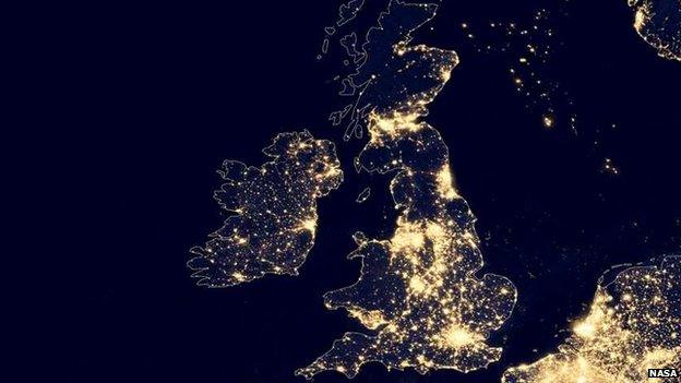 A night-time view of UK, 2012