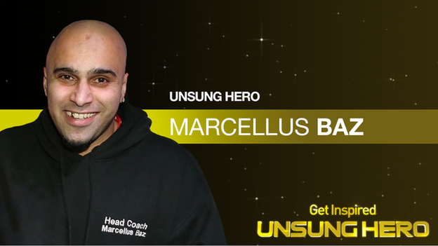 Unsung Hero graphic of winner Marcellus Baz