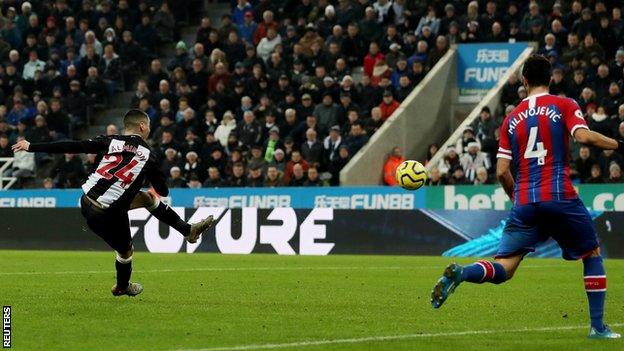 Miguel Almiron scores against Crystal Palace