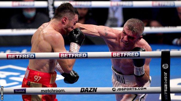 Liam Smith (right) in action against Anthony Fowler