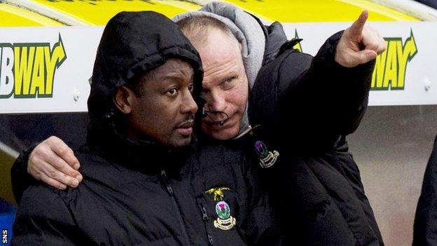 Russell Latapy and John Hughes in the Inverness dugout