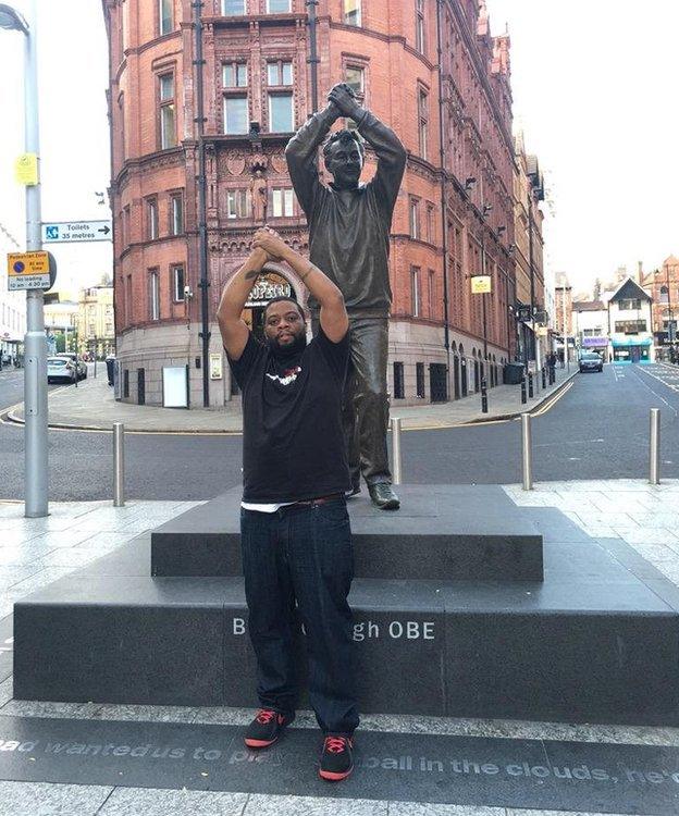 Wesley Hall in front of the Brian Clough statue