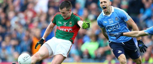 Cillian O'Connor sends over his late equaliser which ensured an All-Ireland final replay