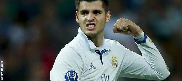 Alvaro Morata celebrates