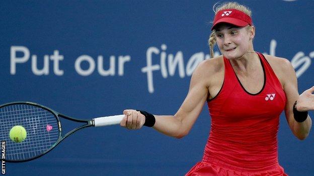 Dayana Yastremska playing at the Western and Southern Open last year