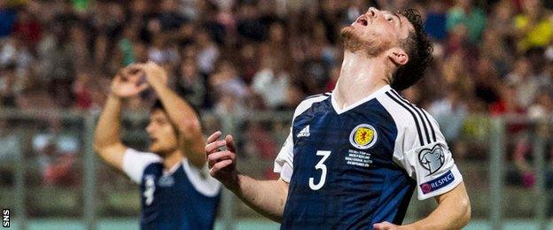 Andrew Robertson shows his disappointment