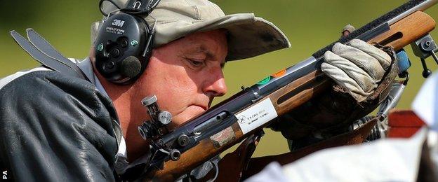 David Calvert competing in full bore event at the 2014 Commonwealth Games in Glasgow