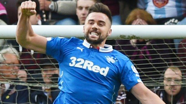 Darren McGregor celebrates with Rangers