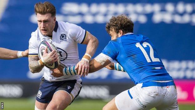 Stuart Hogg in action for Scotland against Italy