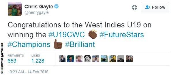 Chris Gayle on Twitter