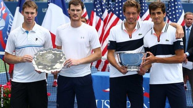 (l-r) John Peers, Jamie Murray, Nicolas Mahut and Pierre-Hugues Herbert