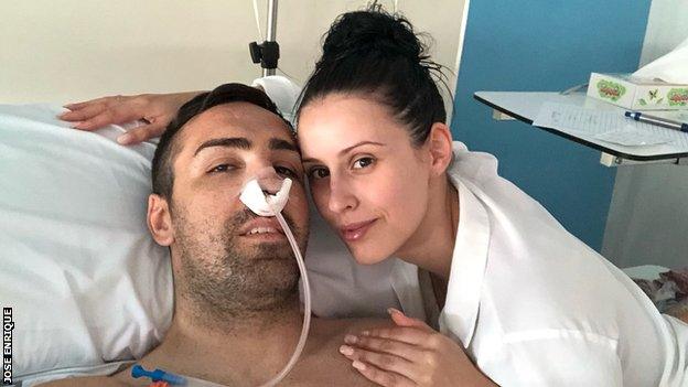 Jose Enrique in hospital after surgery