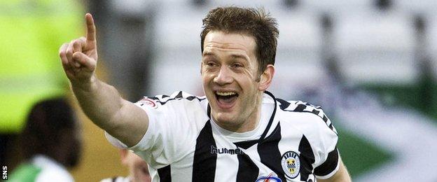 Ian Maxwell celebrates scoring for St Mirren