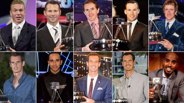 Sir Chris Hoy, Ryan Giggs, AP McCoy, Mark Cavendish, Sir Bradley Wiggins, Sir Andy Murray, Lewis Hamilton, Sir Andy Murray, Sir Andy Murray and Sir Mo Farah