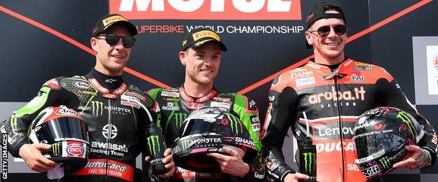 Jonathan Rea, Alex Lowes and Scott Redding