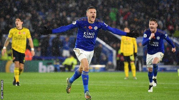 Jamie Vardy celebrates