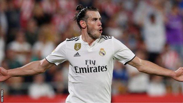 Gareth Bale celebrates scoring for Real Madrid