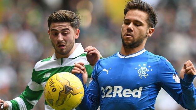 Harry Forrester (right) in action for Rangers against Celtic