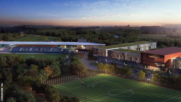 The proposals for the project, near Northwich, are based on the Football Association's national football centre St George's Park