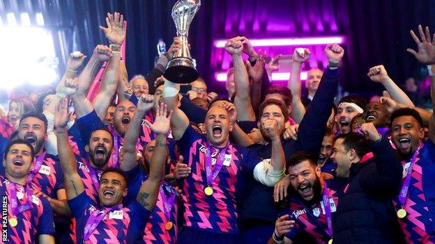 Stade Francais celebrate at Murrayfield