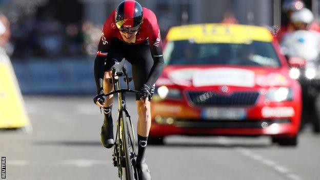 Geraint Thomas trailed Julian Alaphilippe by one minute and 12 seconds before the start of stage 13