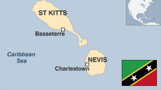 Map of St Kitts and Nevis