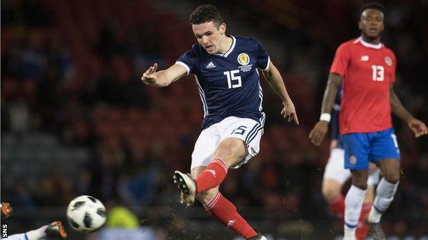 John McGinn playing for Scotland against Costa Rica