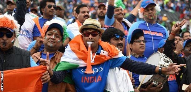 India fans inside the ground at Old Trafford