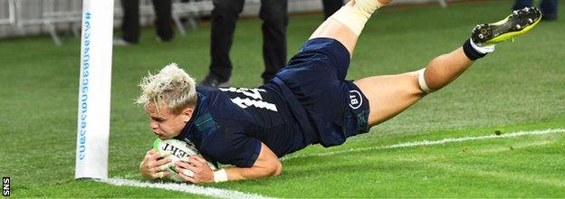 Darcy Graham plunged over in the corner for Scotland's fourth try