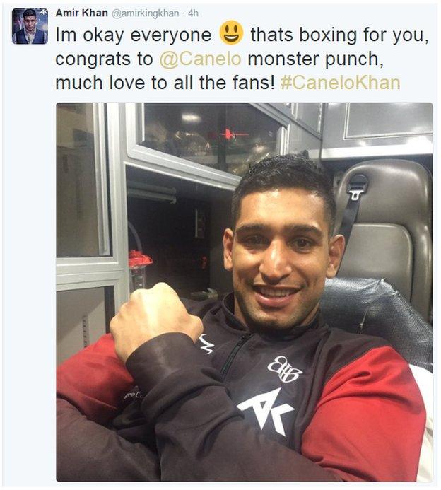 Amir Khan tweeted after the fight to say he was OK