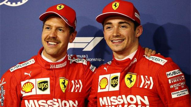 Ferrari F1 drivers Sebastian Vettel and Charles Leclerc