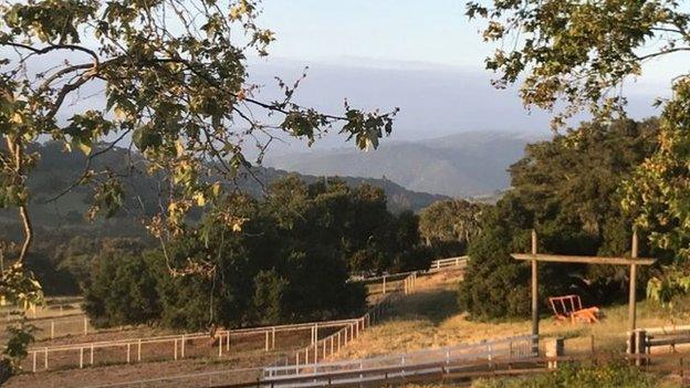 The grey bank of Pacific fog that would shroud the launch site seen beyond the coastal hills of central California