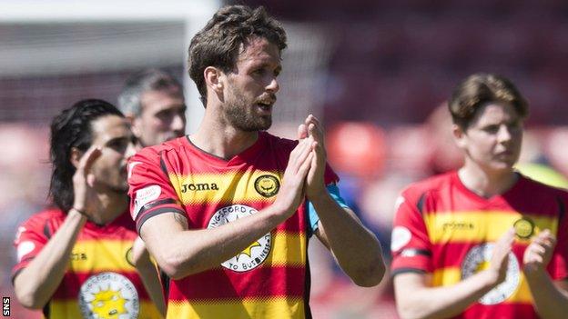 Danny Seaborne applauds the Partick Thistle fans