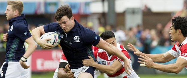 Matt Scott playing for Scotland against Japan