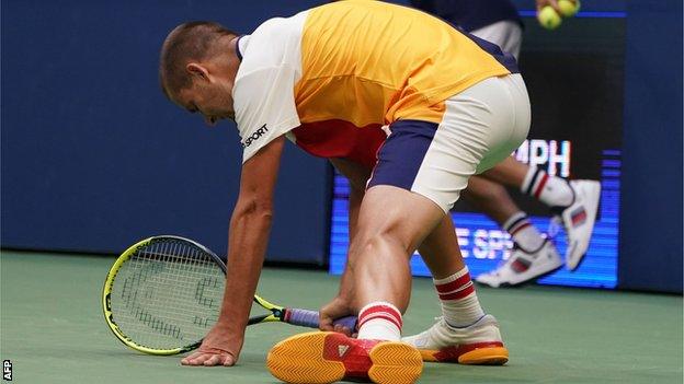 Mikhail Youzhny struggled with cramp in the final set