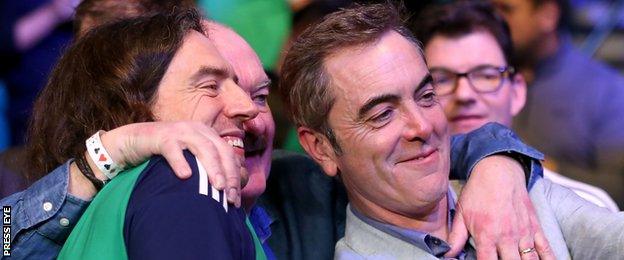 Gary Lightbody of Snow Patrol and actor James Nesbitt were among those at the fight in the MGM Grand Garden Arena