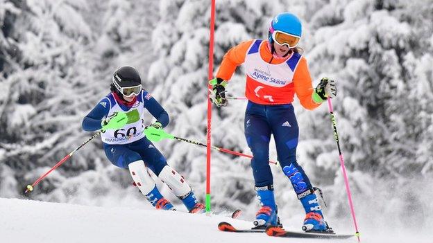 Menna Fitzpatrick (left) and guide Jen Kehoe are the first British skiers to win both Paralympic and world titles