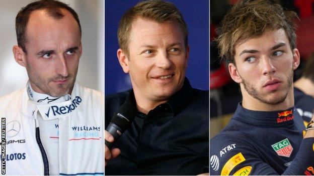 Robert Kubica, Kimi Raikkonen and Pierre Gasly