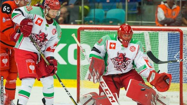 Ben Bowns had a busy night in the Devils goal in the Czech Republic