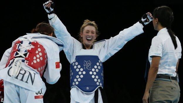 Jade Jones beat China's Yuzhuo Hou in the women's -57kg division to win Olympic gold at London 2012