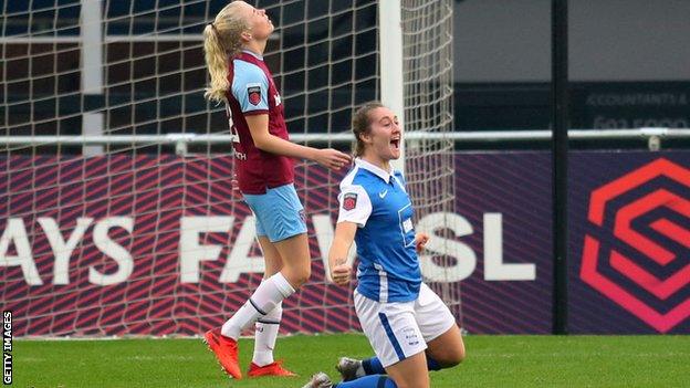 Claudia Walker celebrates scoring against West Ham last season