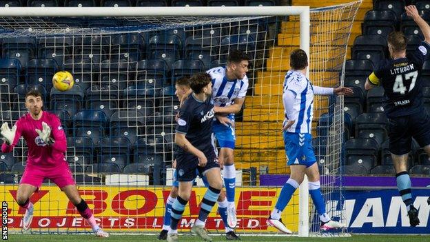 Alan Lithgow (right) headed in the equaliser for Morton at Rugby Park