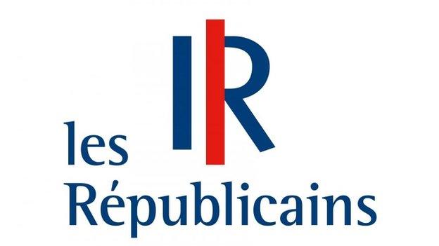 A handout photo released on May 29, 2015 by the UMP press service shows the new party logo after former French President Nicolas Sarkozy announced that the opposition party would from now on be known as "The Republicans"